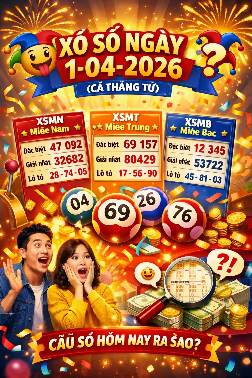 Xổ số ngày 1-04-2026 (Cá tháng Tư): Vậy cầu số thì sao? Những diễn biến hồi hộp đang chờ phía trước